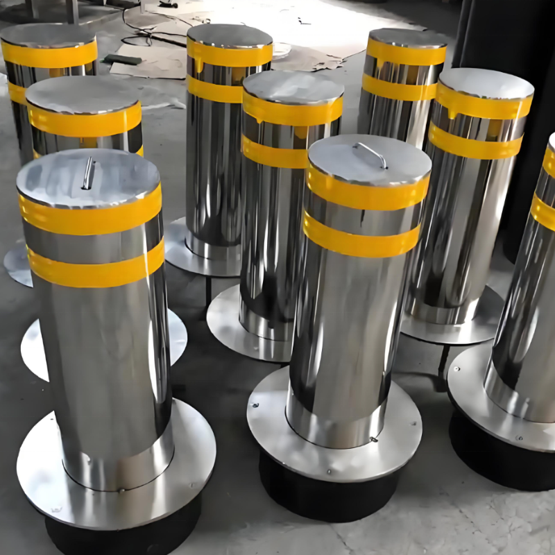 304 Stainless Steel Automatic Retractable Bollard Modern Car Parking Hydraulic Rising Road Safety Security Barrier for Outdoor