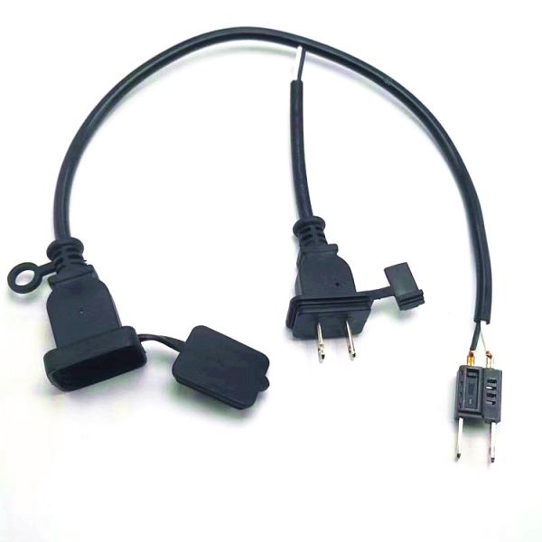 High quality 2pin black extension power cord  0.5m-10m copper power extension cable