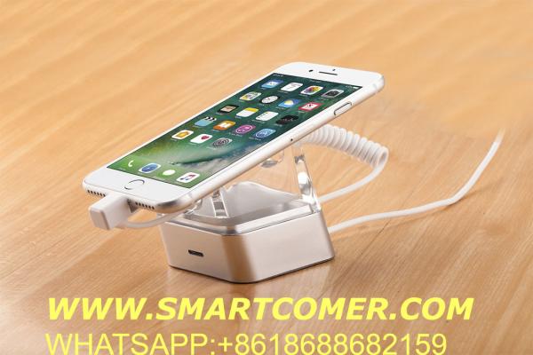 COMER anti-theft security alarm mobile phone floor mounting acrylic stands with charging cables