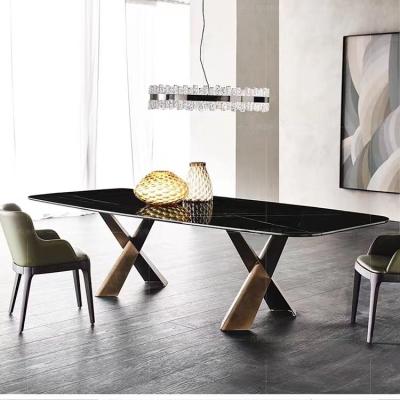 Modern Ceramic Marble Top Dining Table With Chair Rectangle Shape
