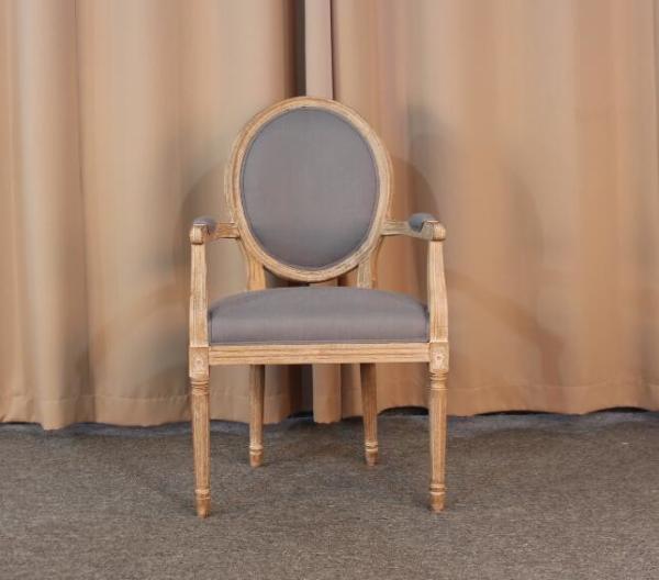 Round back dining chair event wooden frame dining chair with linen fabric antique wooden carved chair