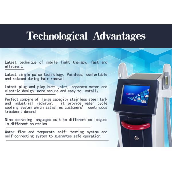 Pain Free SHR Hair Removal Equipment / Skin Rejuvenation Device With 2 Handpieces
