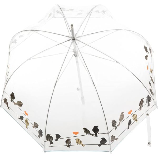 Custom Printed Logo or Pattern Clear Dome Umbrella for Lady 23inch 8k Black Metal Frame