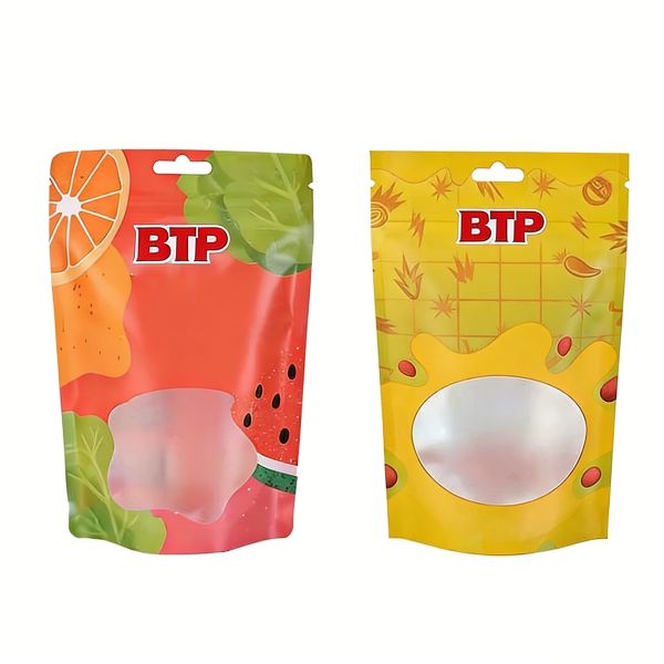 Custom Disposable Food-Grade Snack Bags Hang Hole Clear Window Moistureproof Stand-Up Zipper for Freshness Lock Hot Stamping