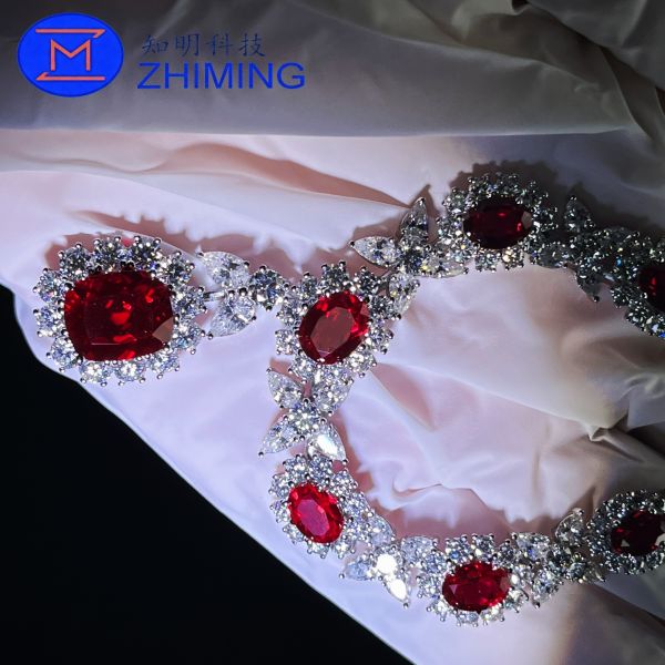 Lab-Created Pigeon Blood Red Sapphire Necklace – Customizable Sizes, Exquisite Cut