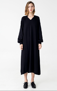 Autumn Women Clothing Black Midi Knit Dress