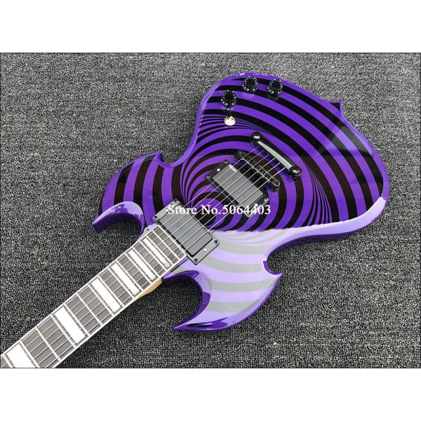 High quality shaped electric guitar purple paint circle black veneer rosewood fingerboard FREE shipping costs