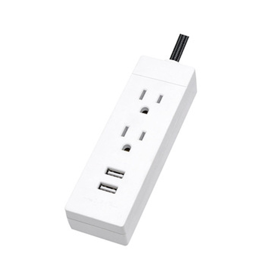 2 outlet In/outdoor Extension Cord With 2 USB Surger Protector