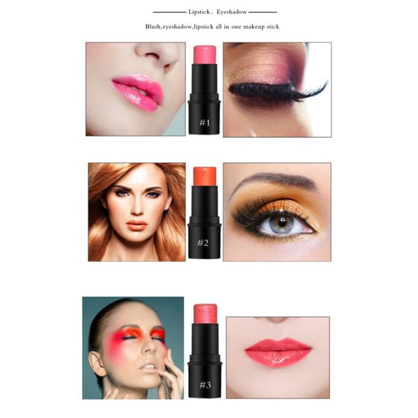 Makeup Perfect Shimmer Cream Blush Stick 3 Colors Long Lasting Moisturize
