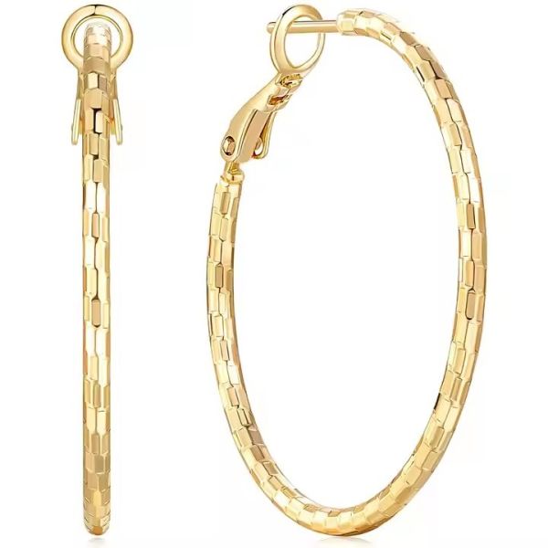 14K 18K  24KGold Plumeria Full Hoop Earrings A Must-Have for Your Jewelry Collection