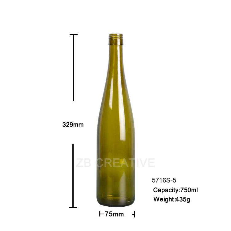 Slender Rhine Custom Wine Bottles Screw Cap Riesling 750ml 435g 5716S-5