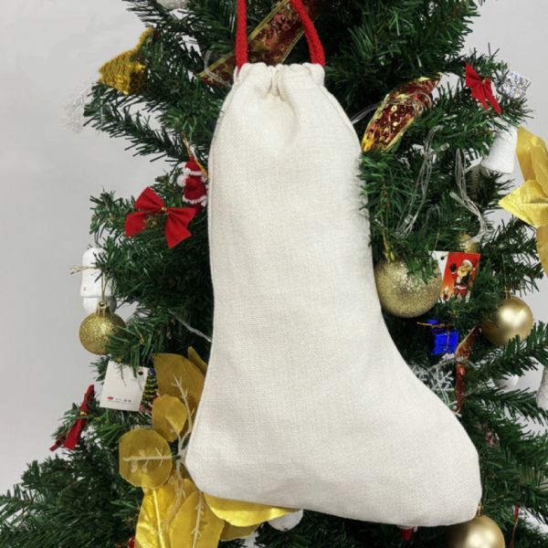 Sublimation Christmas Decorations White Linen Christmas Stocking Sublimation Blanks