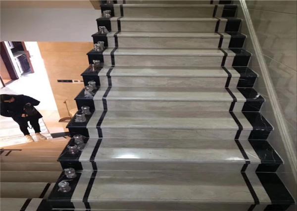 Classic Cut Natural Building Stone White Black Marble Stone Staircase Riser
