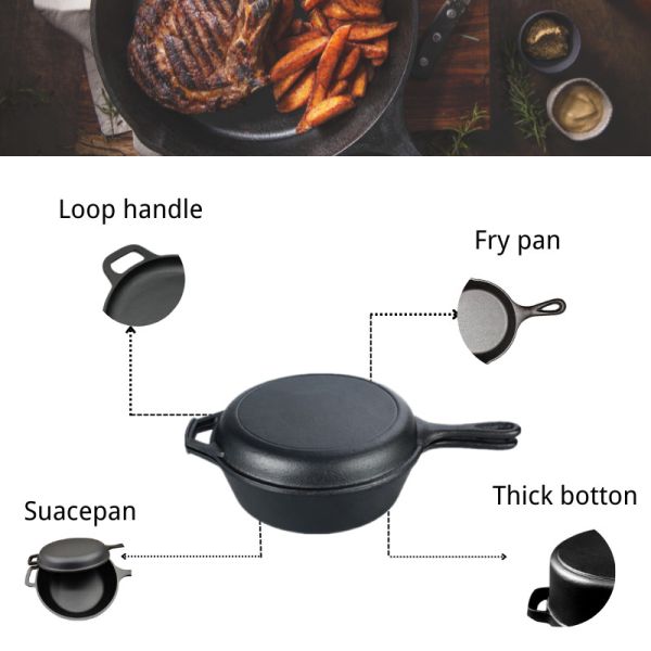 12 дюймов литого железа Skillet лотка лоток картофеля фри литого железа не покрытый эмалью ручкой