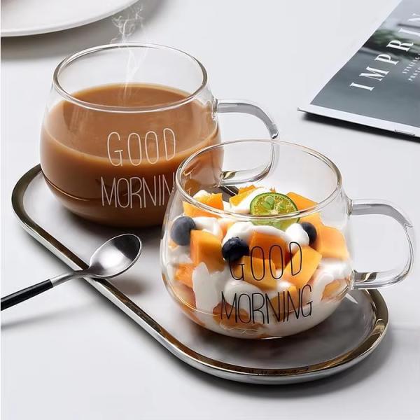350ml Single Wall Glass Mug High Temperature Resistant Glass Coffee Mugs With Handles