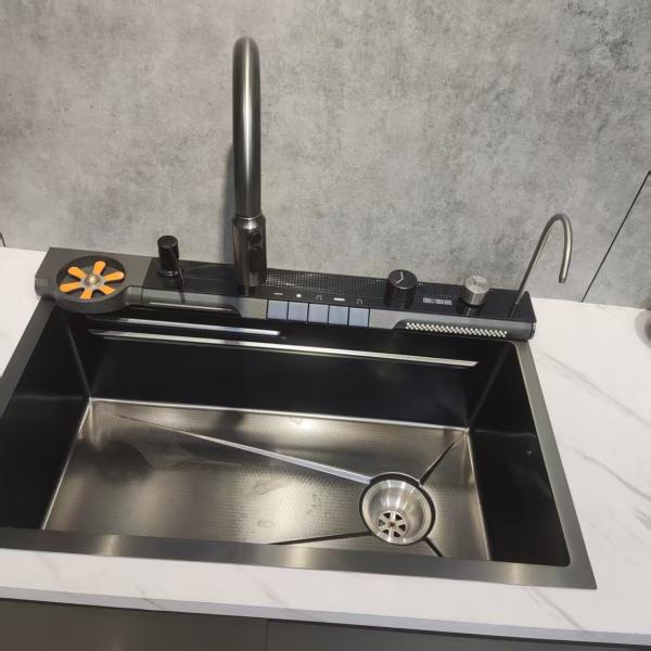 Black Stainless Steel Double-Bowl Kitchen Sink Undermount