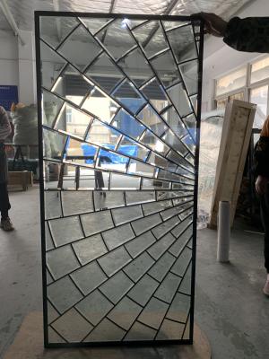 Customized all clear beveled Entry Door Decorative Leaded Glass With Patina Caming