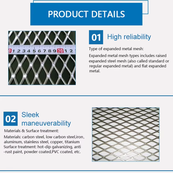 2mm Thickness Low Carbon Steel Expanded Metal Mesh with 20×40mm Openings for Fence and Construction