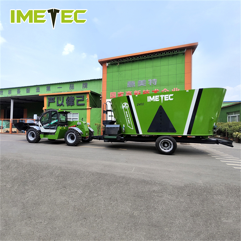 IMETEC Electric Telescopic Handler Forklift Rubber Off Road Tires 4 Wheel Steering