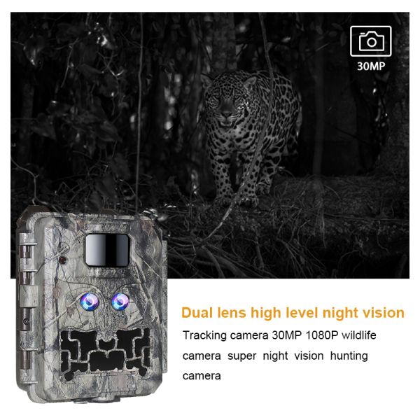 30MP Dual Lens Wildlife Hunting Camera 1080P Night Vision IP67