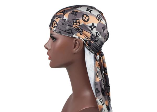 Grey Camo LV Silk Silky Satin Designer Durag  Supplier Bulk Wholesale
