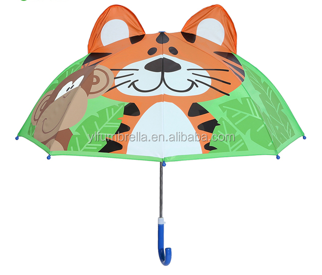 Open Diameter 90cm 19inch 8K 190T Pongee Kids Umbrella with Ears Personalized and Cute