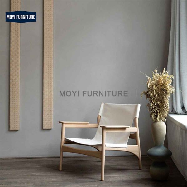 Wood Legs Modern Living Room Sofa Single Accent Chair Saddle Leather Retro Leisure Chair Carpet Surface Recommended
