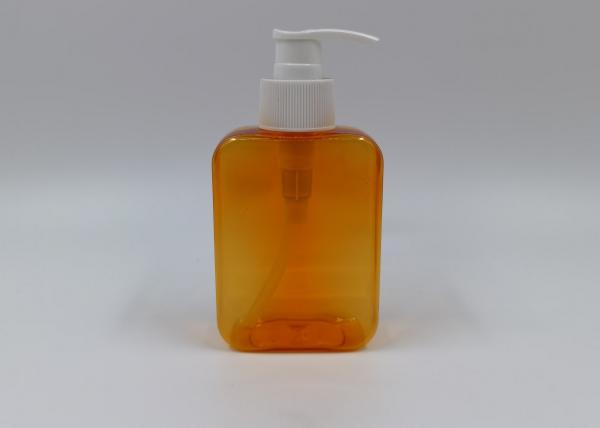O cosmético plástico liso claro alaranjado engarrafa o recipiente 180ml do ANIMAL DE ESTIMAÇÃO do creme de corpo da lavagem da mão