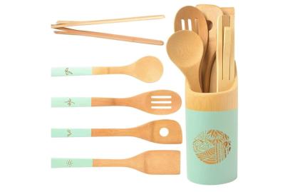 O utensílio de madeira de bambu da cozinha ajustou Rustresistant 6pcs resistente