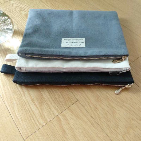 Customize Black Flat Canvas Pouch For Ipad Reusable ECO Free Small Cotton Pocket