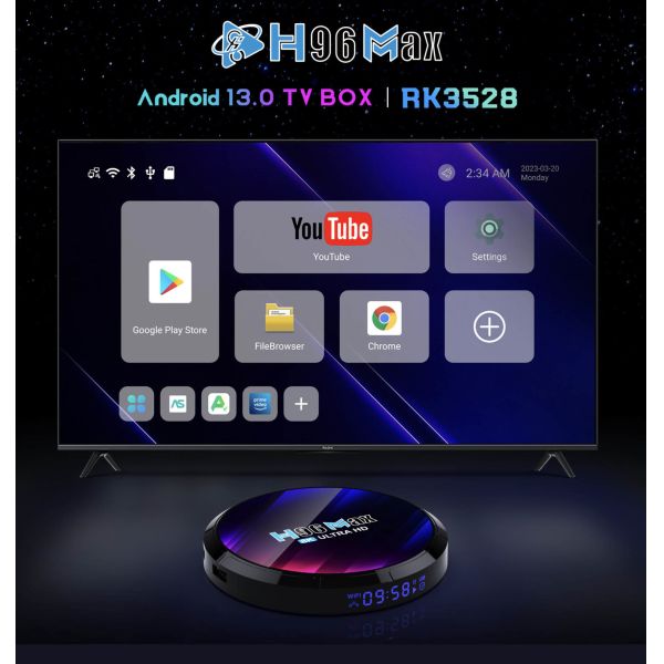 OEM H96 Max Android TV Box Android 13 8K Ultra HD Resolution Wifi6 Connectivity