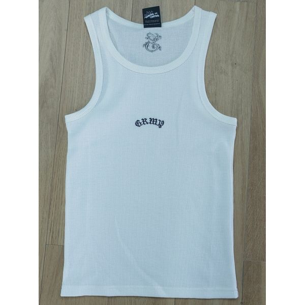 Mens tanktop solid color fitting design made of 65 polyester 35 cotton waffle fabric perfect for casual daily lifestyle