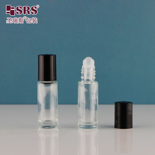 Customized Printing 4ml Perfume Roller Bottles Round Shape Transparent Glass Roll on Bottle