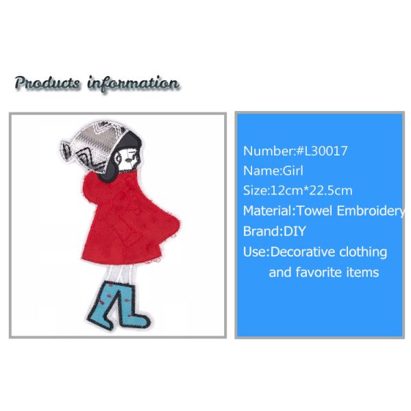 Delicate Cute Girl Embroidered Sports Patches 12 * 22.5CM Size For Hats / Shirts