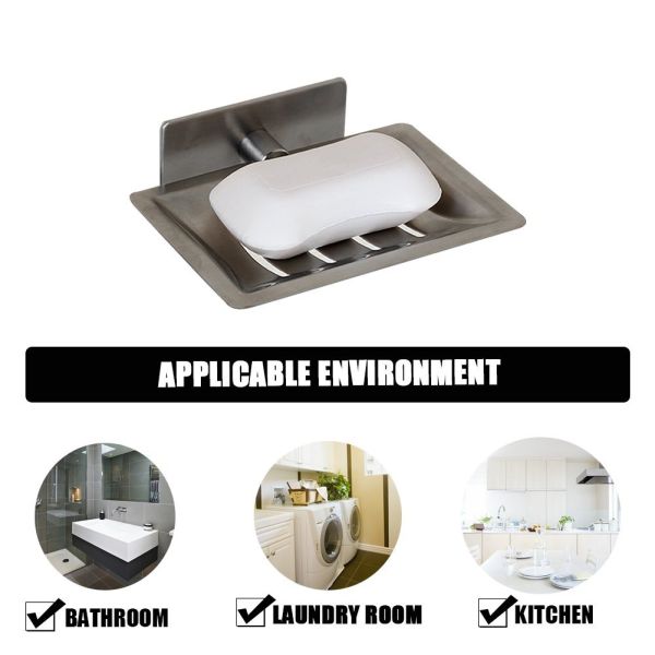 Chrome Adhesive Sove Bathroom Soap Holder  Matt Stainless Steel Soap Tray