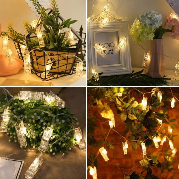 Photo Clip String Lights LED Battery Pictures Bedroom Wall Patio Halloween Thanksgiving Christmas Party Wedding Decor