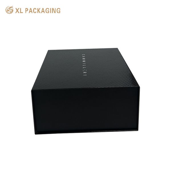 Luxury Embossed Golf Magnetic Box | White Logo on Black Gloss | Optional Foldable Flat Pack Design