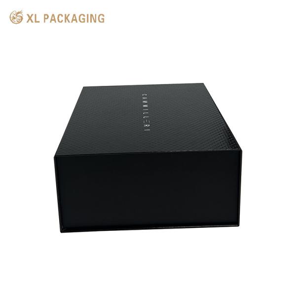 XL Packaging Custom Packaging Box Factory Custom Black Paper Box Packaging White Logo Magnetic Gift Box Emboss Magnetic Paper Boxes For Gift Packing
