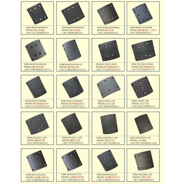 Commercial Vehicle Asbestos Free Brake Lining Brake Pads Heavy Truck Brake Lining