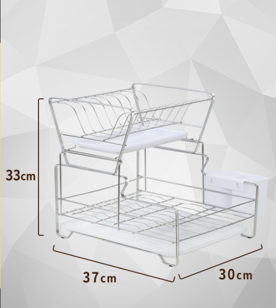 Double Layer 33cm Height Steel Kitchen Basket Rack Rustproof