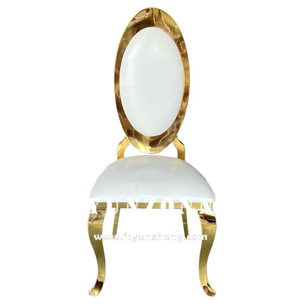 High Quality Stainless Steel Dining Chair Gold Finish Stackable Hotel Furniture Metal PU Back Wedding Banquets Outdoor Halls