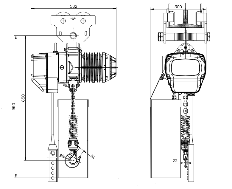 2 Ton Heavy Duty Electric Chain Hoist Double Speed With Clutch