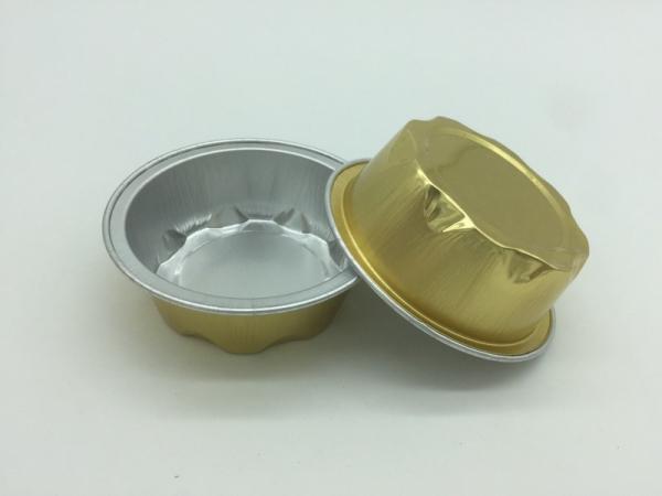 Round Gold Foil Cupcake Holders , Foil Baking Cups Paper Liner HighTemp Resistant