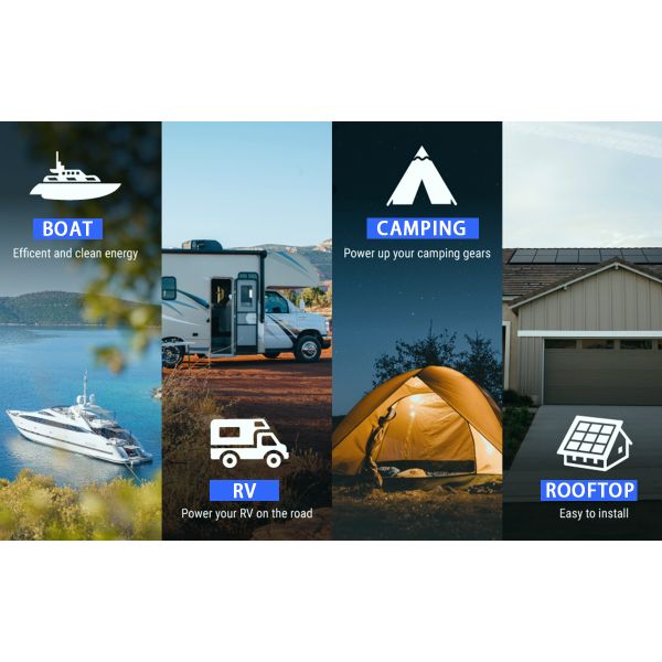 100w Flexible Solar Panel 12v For Caravan Rv Boat Cabin Home Camper Van Shed Uk