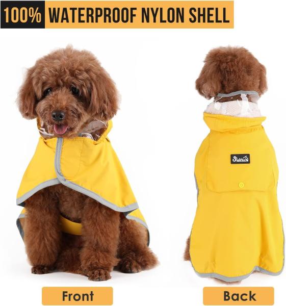 Reflective Dog Raincoat - Adjustable Waterproof Raincoat for Dogs, Lightweight Dog Hooded Slicker Rain Coat Poncho