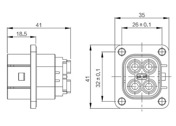 Poka Yoke 2 Pin 120A EV Battery Connector Plug Waterproof