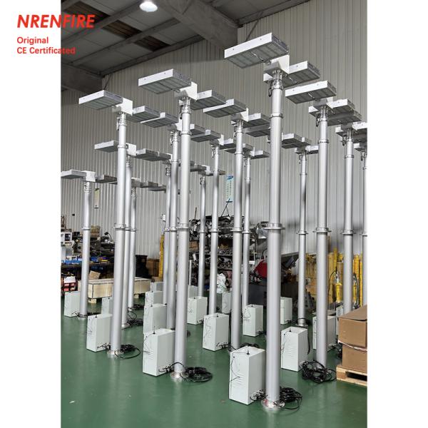 6m mobile pneumatic telescoping light mast tower for fire truck-pan tilt unit-remote control
