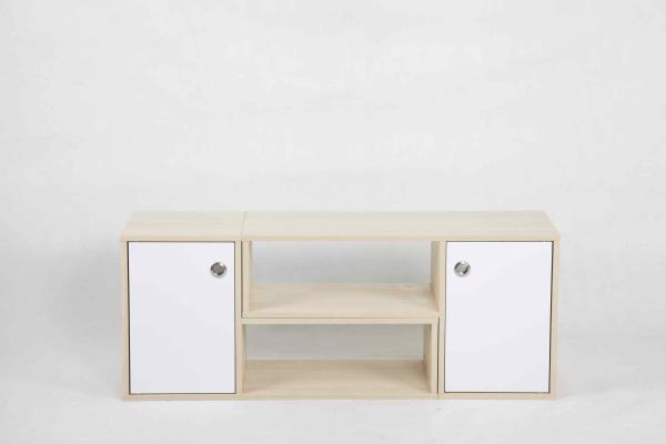 White Oak L Shape Modern Wood Furniture Cabinet Set With Drawer And 2 Shelves