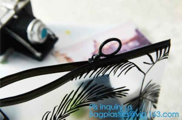 school pencil bag/printing stationery bag/zipper slider plastic pencil bag, gold Supplier custom slider pvc pouch with z