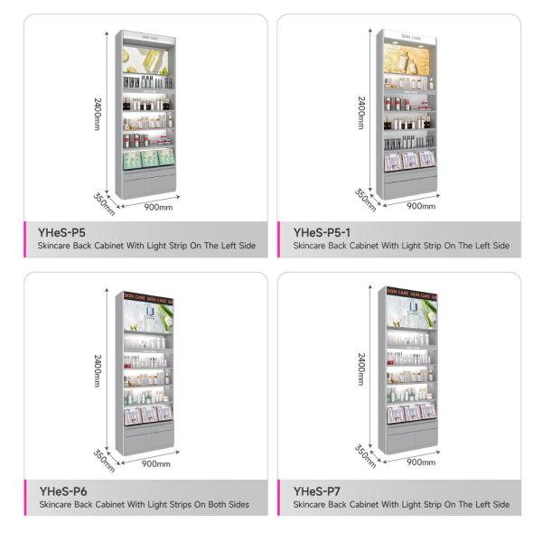 Cosmetic Cleaning and Care Product Wall Cabinet Orange Wooden Display Rack with Light-box for Retail Store Design